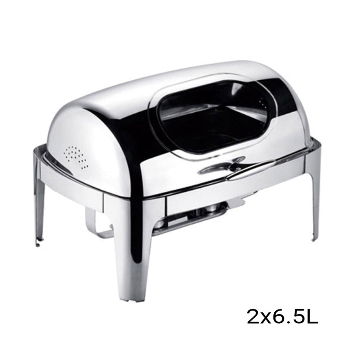 SOGA 2X 6.5L Stainless Steel Double Soup Tureen Bowl Station Roll Top Buffet Chafing Dish Catering Chafer Food Warmer Server - Hospitality Connect