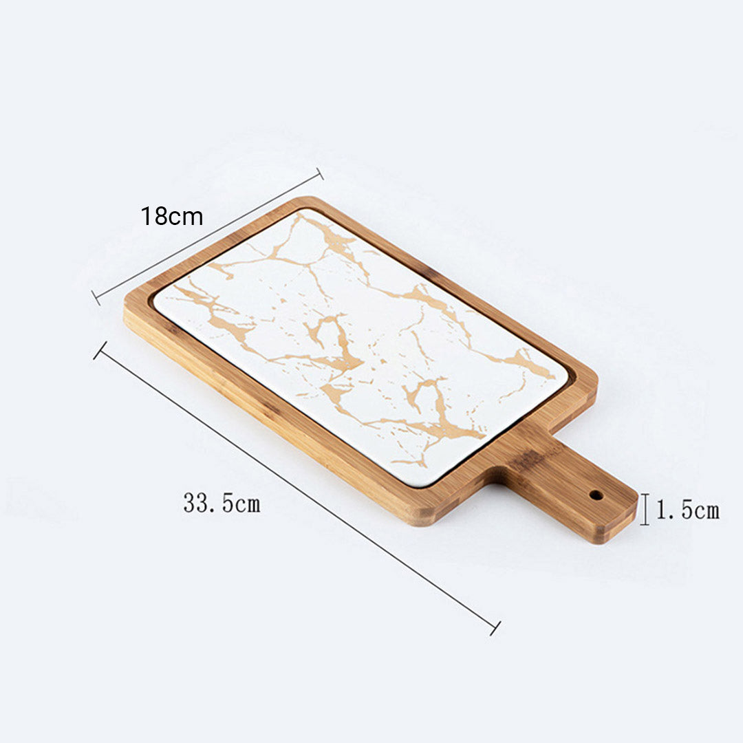 SOGA 33.5cm White Square Wooden Serving Tray Slate Steak Serving Platter Chopping Board Paddle Home Decor - Hospitality Connect