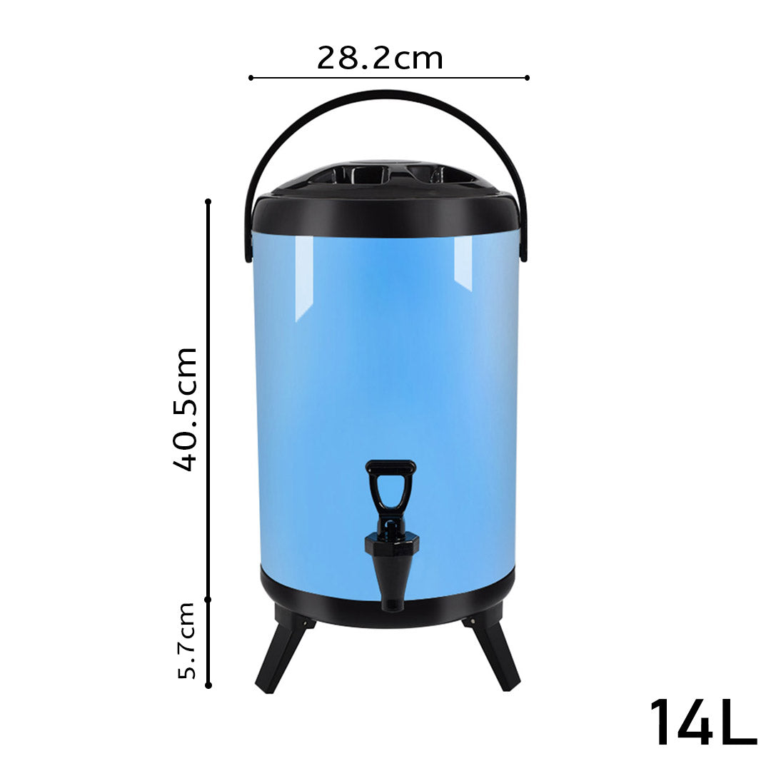 SOGA 14L Stainless Steel Insulated Milk Tea Barrel Hot and Cold Beverage Dispenser Container with Faucet Blue - Hospitality Connect