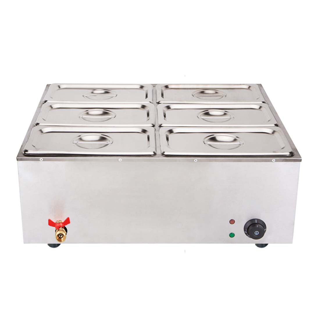 SOGA 2X Stainless Steel 6 X 1/3 GN Pan Electric Bain-Marie Food Warmer with Lid - Hospitality Connect