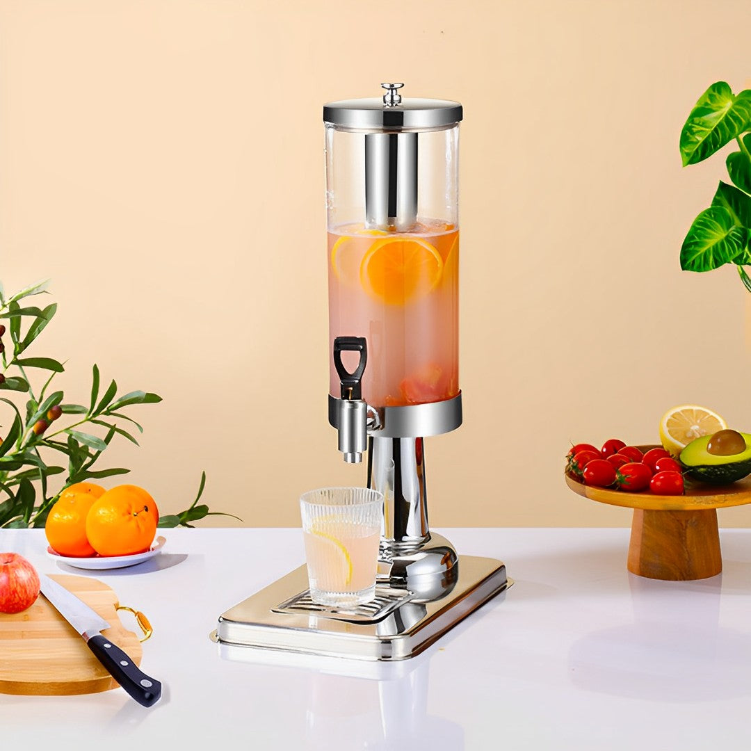 SOGA Single 3L Silver Stainless Steel Beverage Dispenser Ice Cylinder Clear Juicer Hot Cold Water Jug - Hospitality Connect