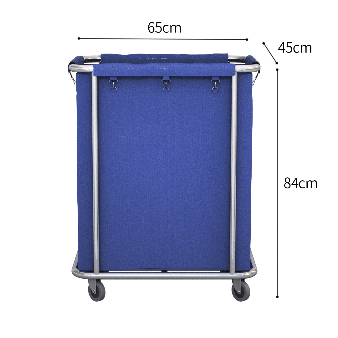 SOGA Stainless Steel Commercial Square Soiled Linen Laundry Trolley Cart with Wheels Blue - Hospitality Connect