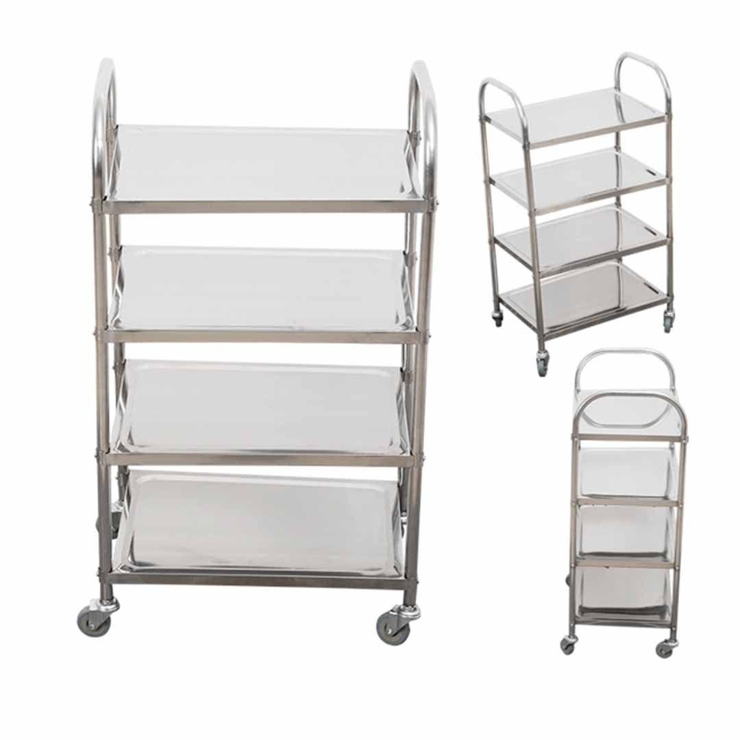 SOGA 4 Tier Stainless Steel Kitchen Dinning Food Cart Trolley Utility Size Square Large - Hospitality Connect