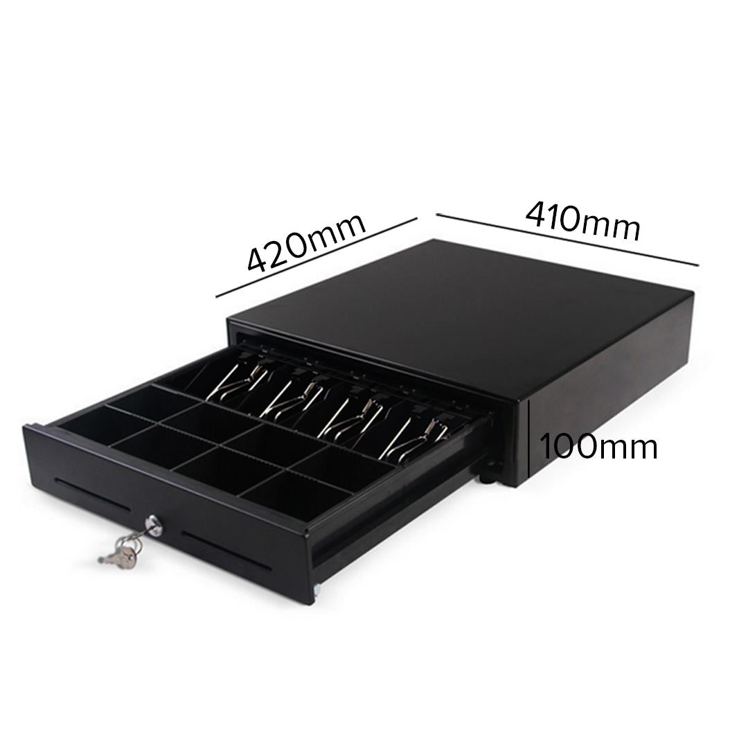 SOGA Black Heavy Duty Cash Drawer Electronic 4 Bills 8 Coins Cheque Slot Tray Pos 410 - Hospitality Connect