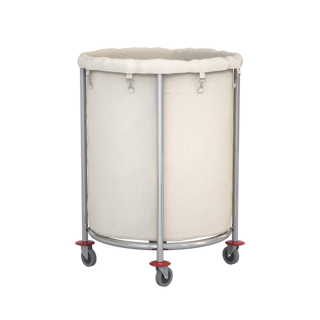 SOGA Stainless Steel Commercial Round Soiled Linen Laundry Trolley Cart with Wheels White - Hospitality Connect