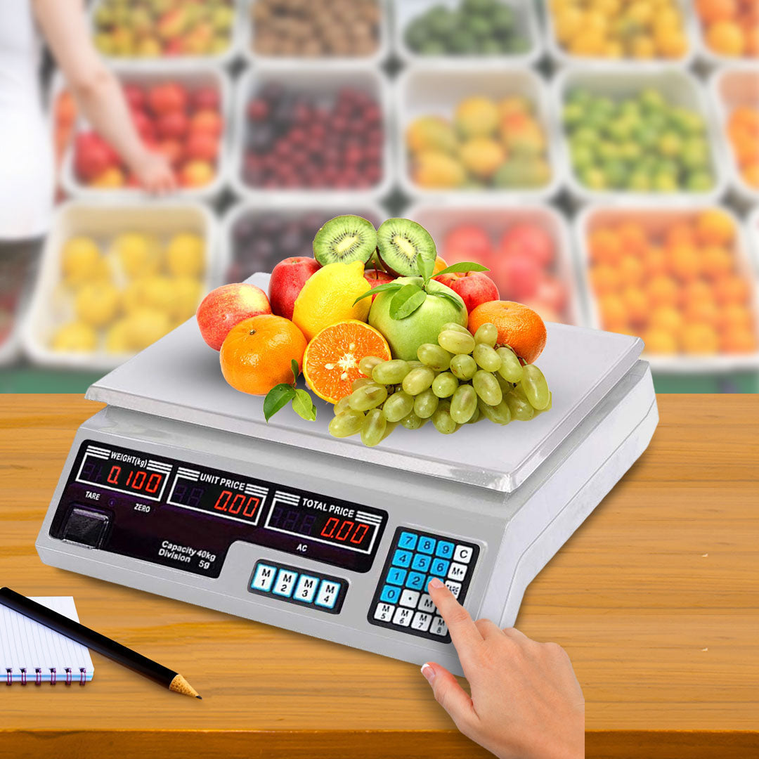 SOGA 40kg Digital Commercial Kitchen Scales Shop Electronic Weight Scale Food White - Hospitality Connect