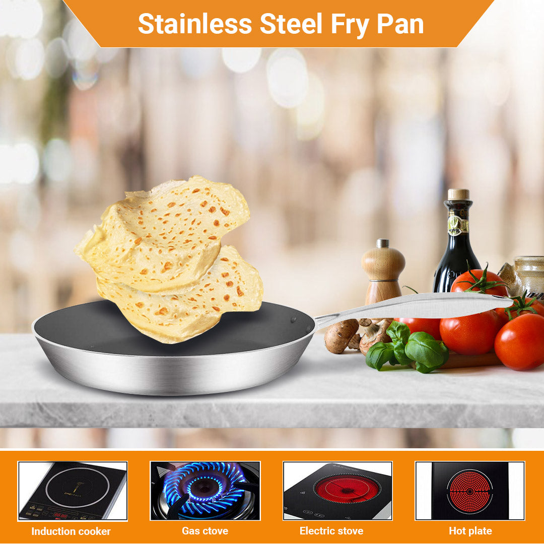 SOGA Stainless Steel Fry Pan 20cm Frying Pan Induction FryPan Non Stick Interior - Hospitality Connect