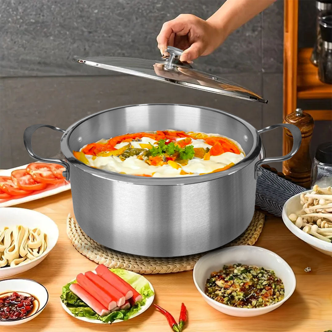 SOGA Stainless Steel 30cm Casserole With Lid Induction Cookware - Hospitality Connect