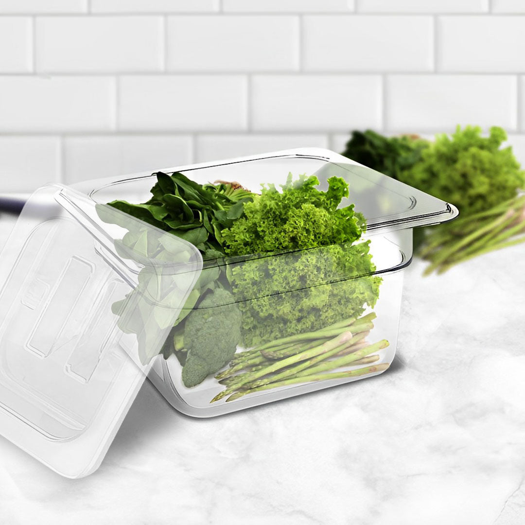 SOGA 150mm Clear Gastronorm GN Pan 1/6 Food Tray Storage with Lid - Hospitality Connect