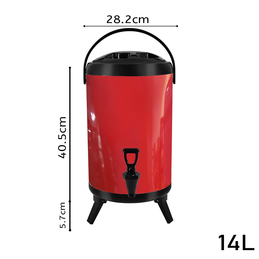 SOGA 14L Stainless Steel Insulated Milk Tea Barrel Hot and Cold Beverage Dispenser Container with Faucet Red - Hospitality Connect