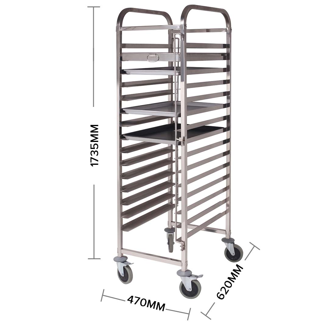SOGA Gastronorm Trolley 16 Tier Stainless Steel Cake Bakery Trolley Suits 60*40cm Tray - Hospitality Connect