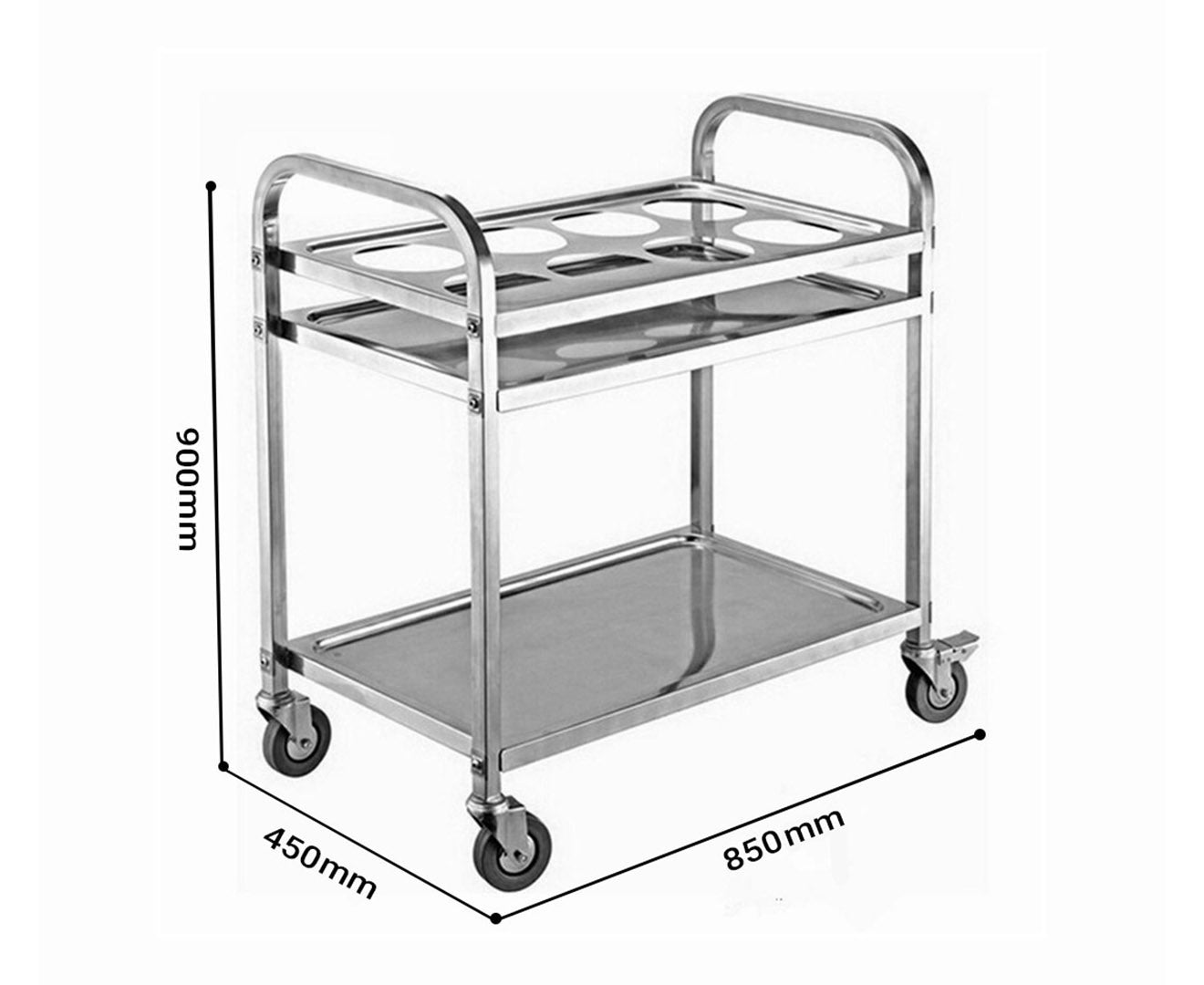 SOGA 2 Tier Stainless Steel 8 Compartment Kitchen Seasoning Car Service Trolley Condiment Holder Cart Spice Bowl - Hospitality Connect