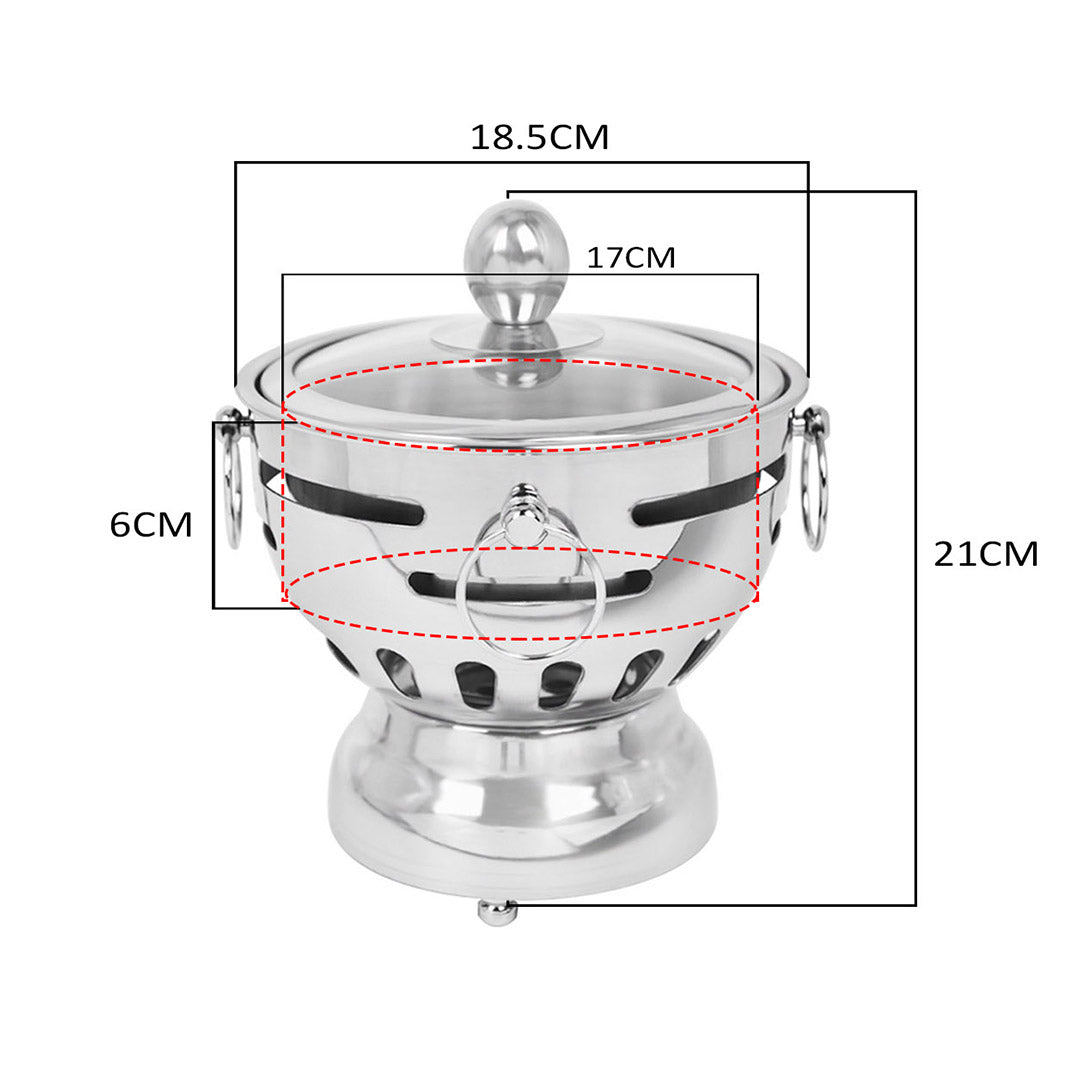 SOGA Stainless Steel Mini Asian Buffet Hot Pot Single Person Shabu Alcohol Stove Burner with Glass Lid - Hospitality Connect