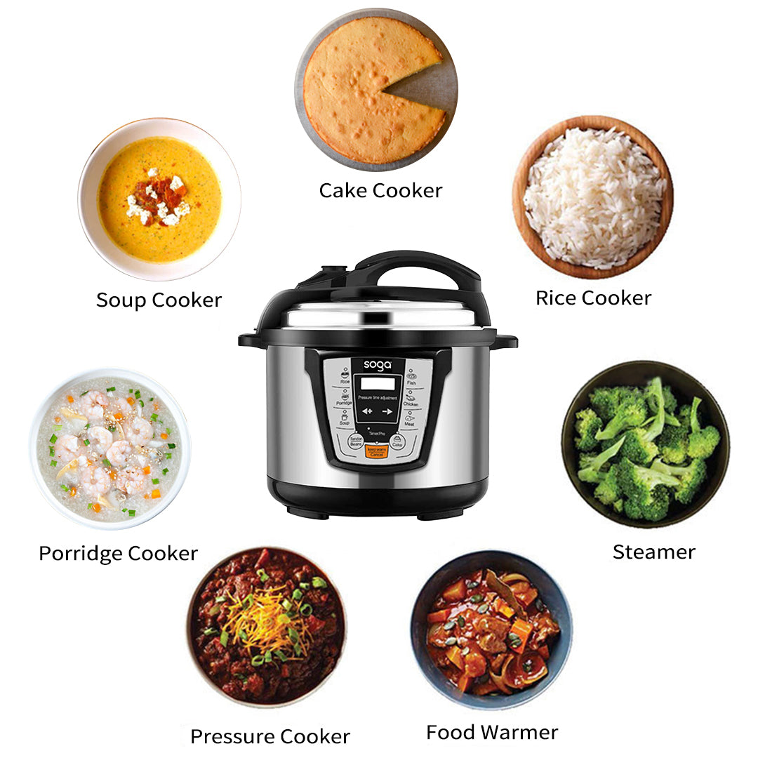 SOGA Electric Stainless Steel Pressure Cooker 8L 1600W Multicooker 16 - Hospitality Connect