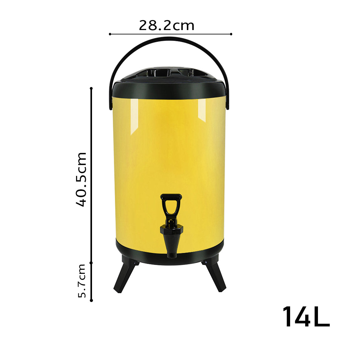 SOGA 14L Stainless Steel Insulated Milk Tea Barrel Hot and Cold Beverage Dispenser Container with Faucet Yellow - Hospitality Connect