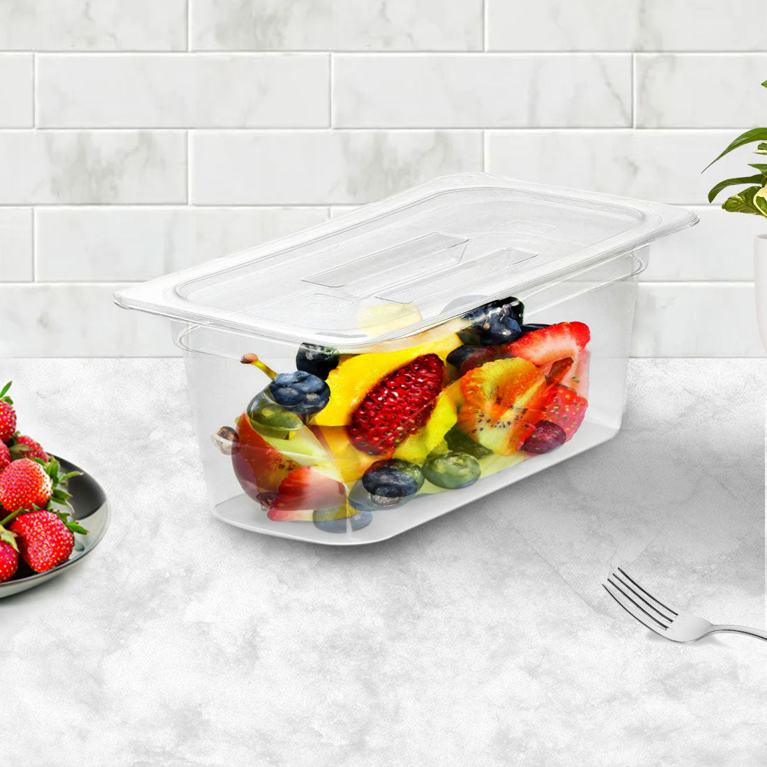 SOGA 150mm Clear Gastronorm GN Pan 1/3 Food Tray Storage with Lid - Hospitality Connect