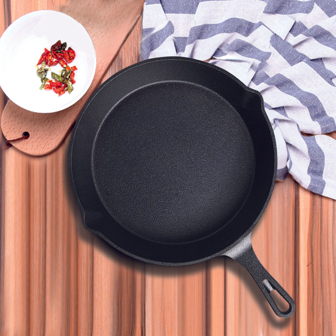 SOGA 26cm Round Cast Iron Frying Pan Skillet Steak Sizzle Platter with Handle - Hospitality Connect