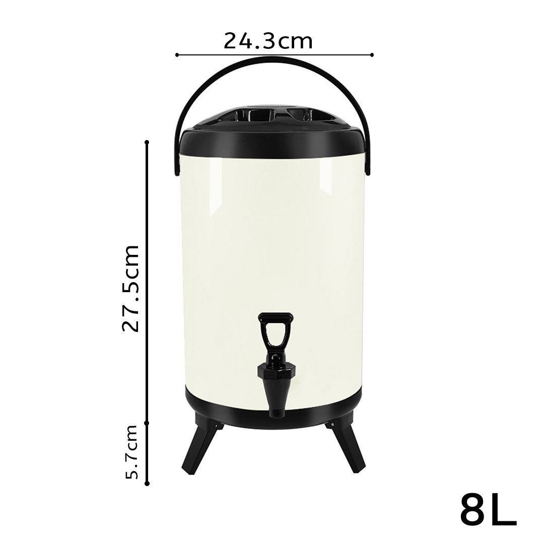 SOGA 8L Stainless Steel Insulated Milk Tea Barrel Hot and Cold Beverage Dispenser Container with Faucet White - Hospitality Connect