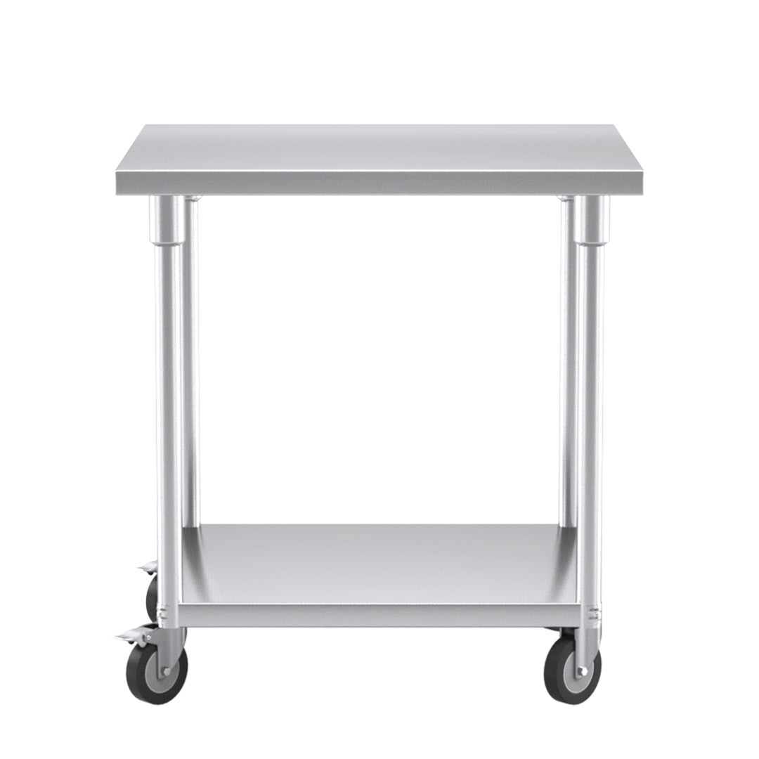 SOGA 80cm Commercial Catering Kitchen Stainless Steel Prep Work Bench Table with Wheels - Hospitality Connect