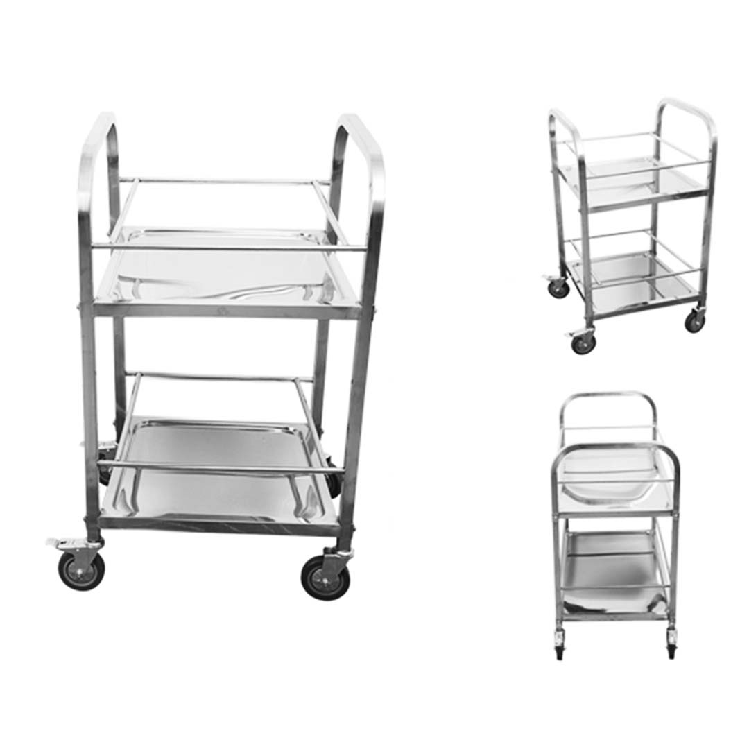 SOGA 2 Tier 500x500x950 Stainless Steel Square Tube Drink Wine Food Utility Cart - Hospitality Connect