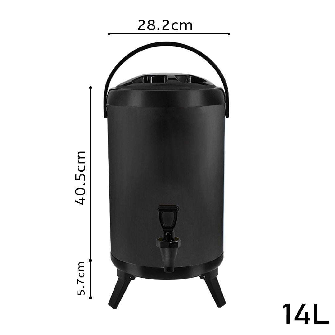 SOGA 14L Stainless Steel Insulated Milk Tea Barrel Hot and Cold Beverage Dispenser Container with Faucet Black - Hospitality Connect