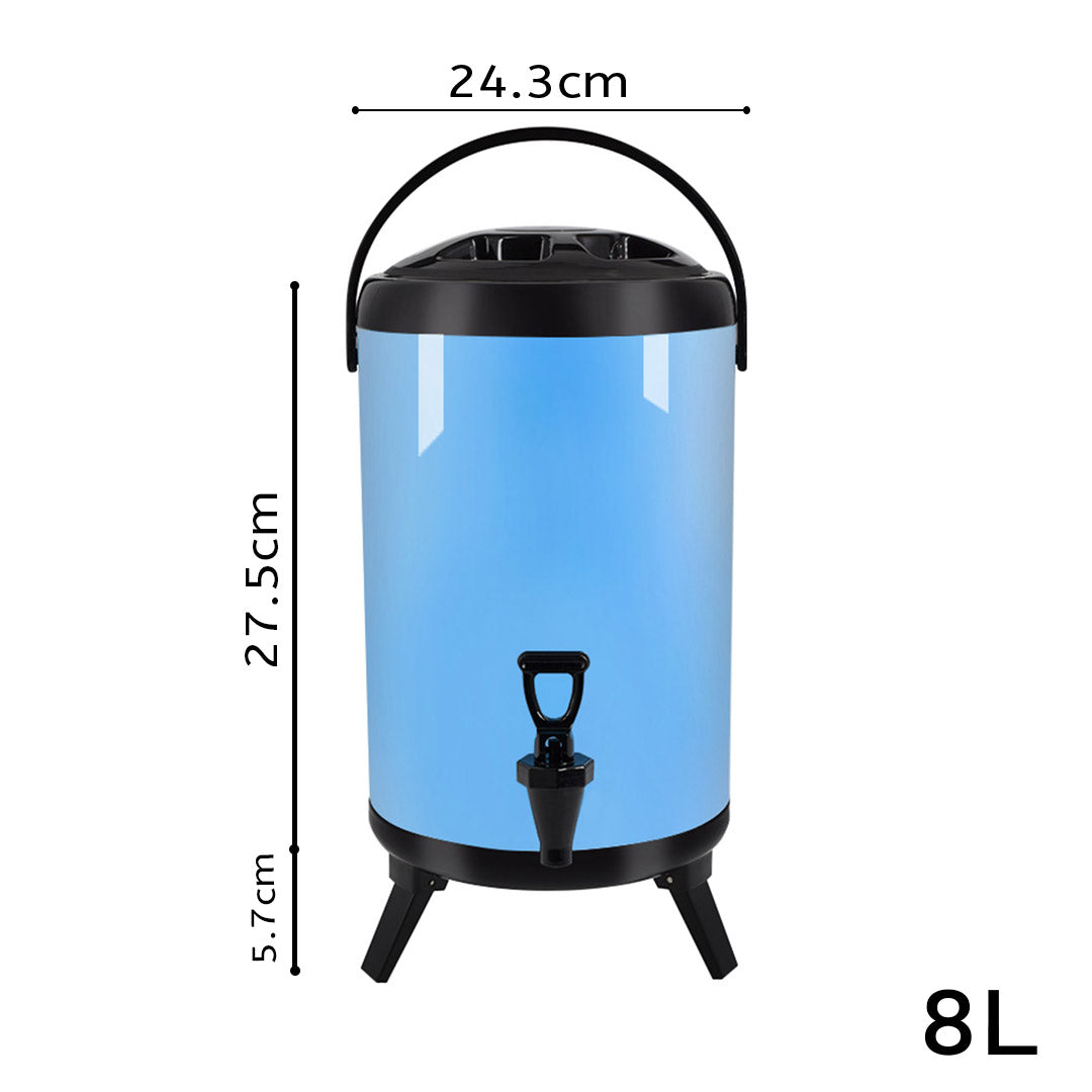 SOGA 8L Stainless Steel Insulated Milk Tea Barrel Hot and Cold Beverage Dispenser Container with Faucet Blue - Hospitality Connect