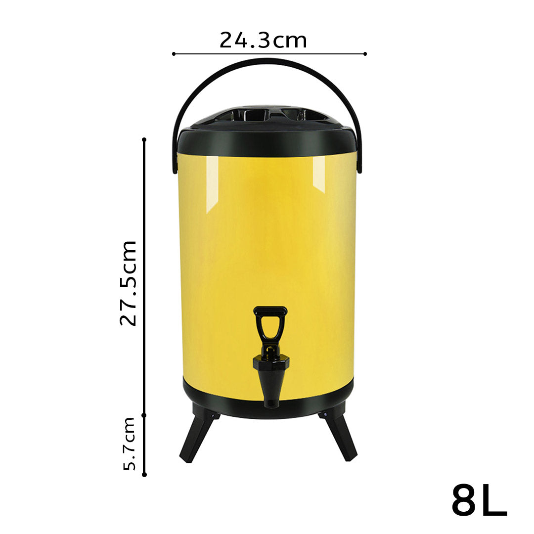 SOGA 8L Stainless Steel Insulated Milk Tea Barrel Hot and Cold Beverage Dispenser Container with Faucet Yellow - Hospitality Connect