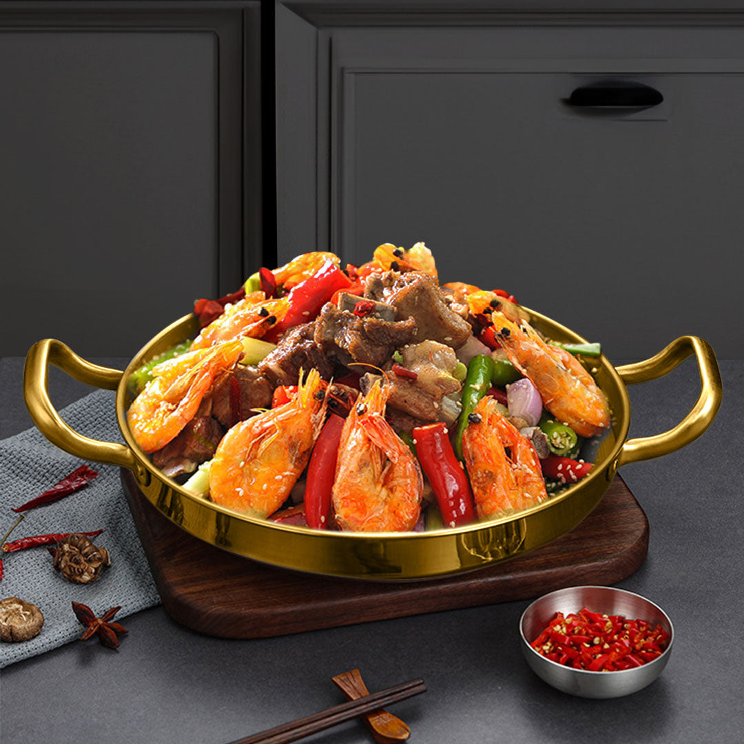 Soga 24cm Dry Pot, Gold Plated 202 Material Stainless Steel and Kitchen essentials