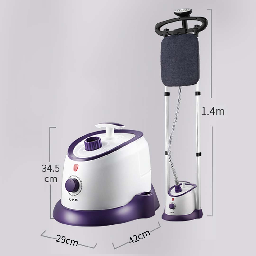 SOGA Garment Steamer Vertical Twin Pole Clothes 1700ml 1800w Professional Steaming Kit Purple - Hospitality Connect
