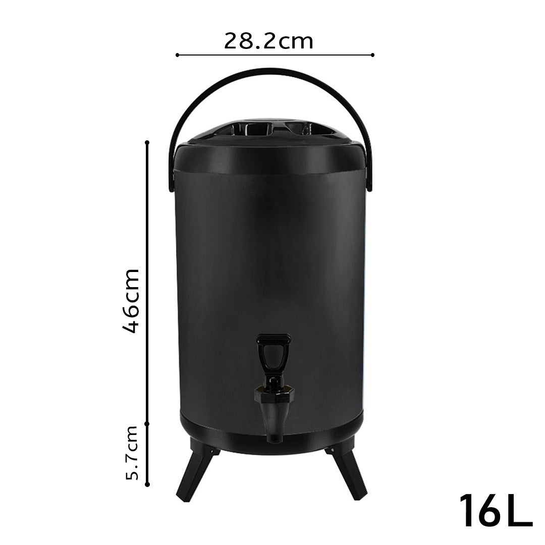 SOGA 16L Stainless Steel Insulated Milk Tea Barrel Hot and Cold Beverage Dispenser Container with Faucet Black - Hospitality Connect