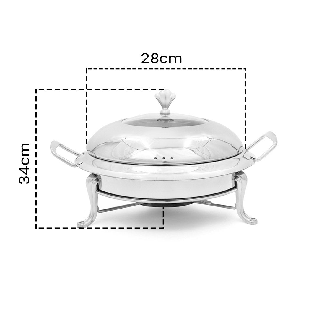 SOGA Stainless Steel Round Buffet Chafing Dish Cater Food Warmer Chafer with Glass Top Lid - Hospitality Connect