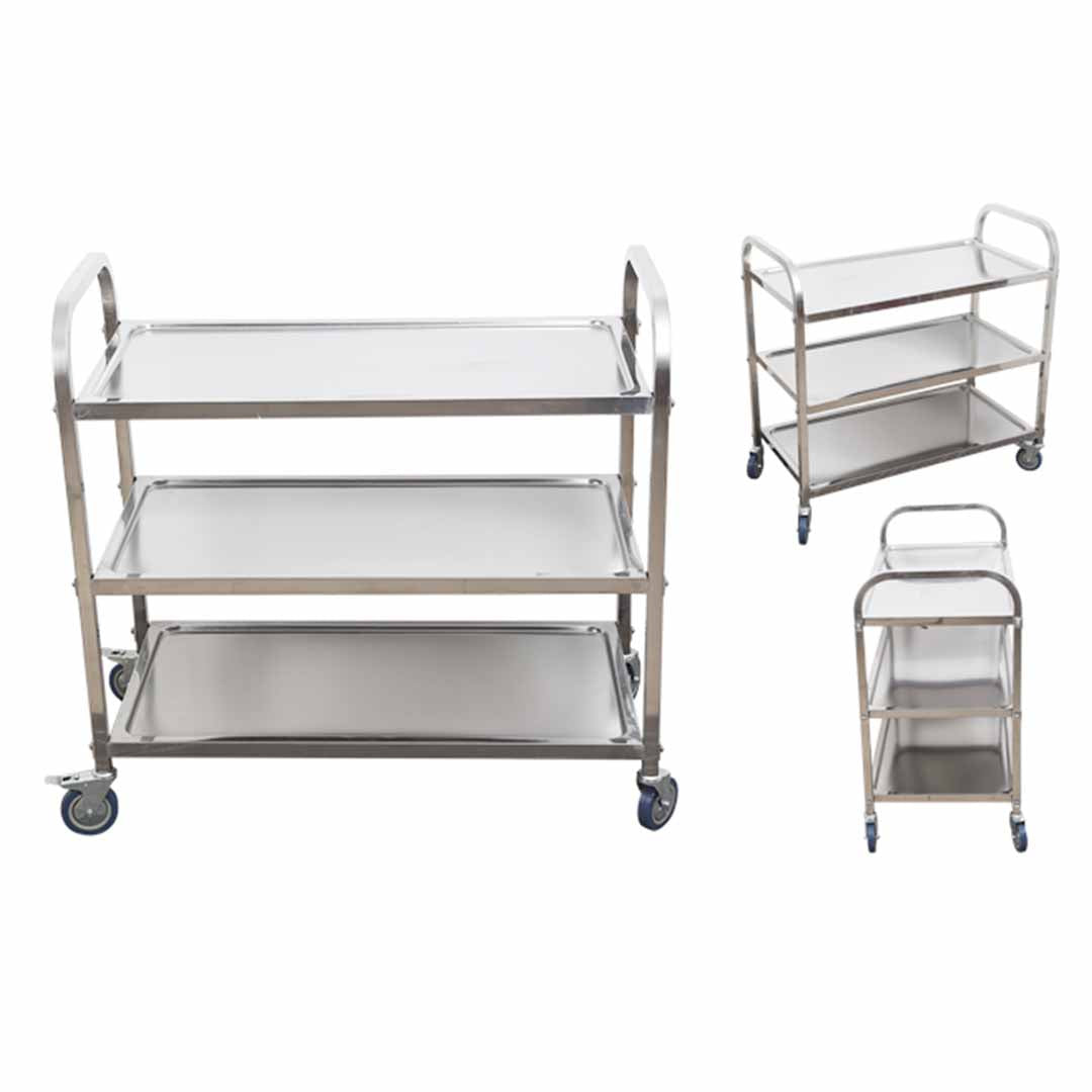 SOGA 3 Tier 86x54x94cm Stainless Steel Kitchen Dinning Food Cart Trolley Utility Round Large - Hospitality Connect
