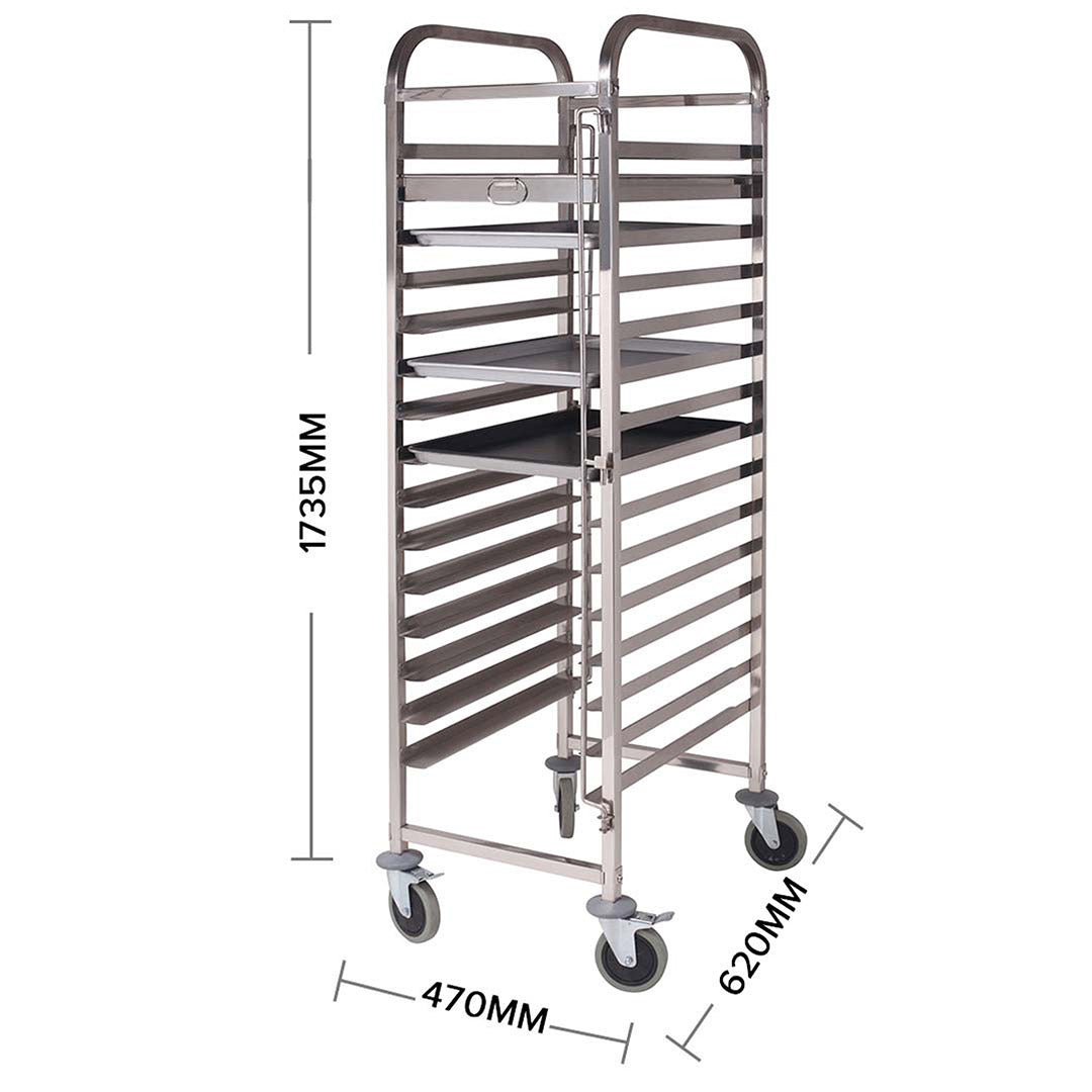 SOGA Gastronorm Trolley 15 Tier Stainless Steel with Aluminum Baking Pan Cooking Tray for Bakers - Hospitality Connect