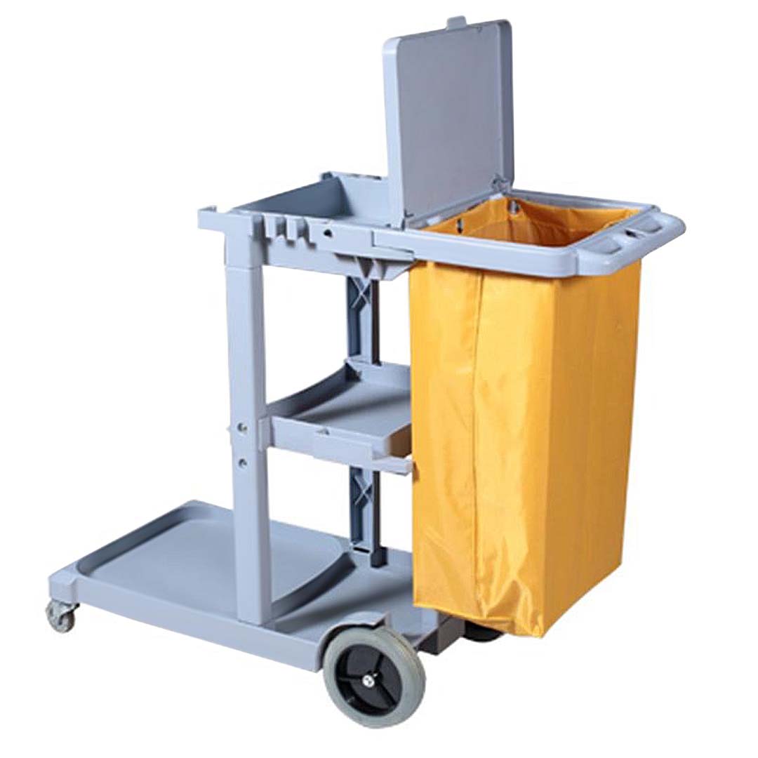 SOGA 3 Tier Multifunction Janitor Cleaning Waste Cart Trolley and Waterproof Bag with Lid - Hospitality Connect