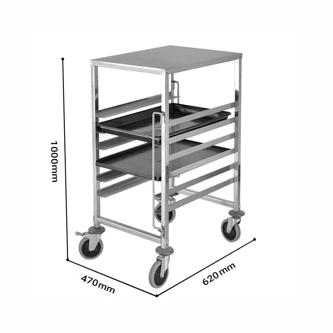 SOGA Gastronorm Trolley 7 Tier Stainless Steel Bakery Trolley Suits 60cmx40cm Tray with Working Surface - Hospitality Connect
