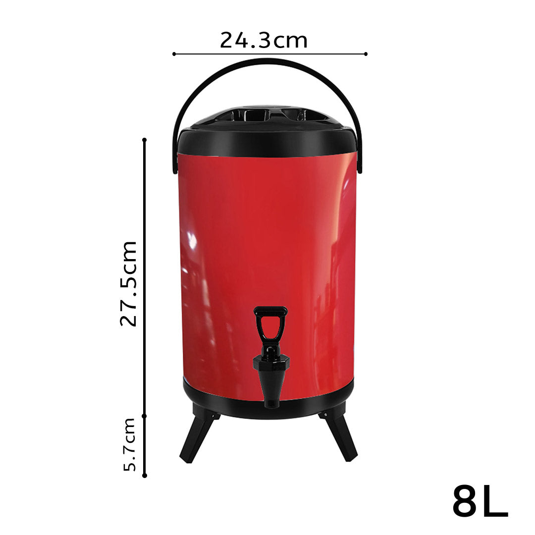 SOGA 8L Stainless Steel Insulated Milk Tea Barrel Hot and Cold Beverage Dispenser Container with Faucet Red - Hospitality Connect