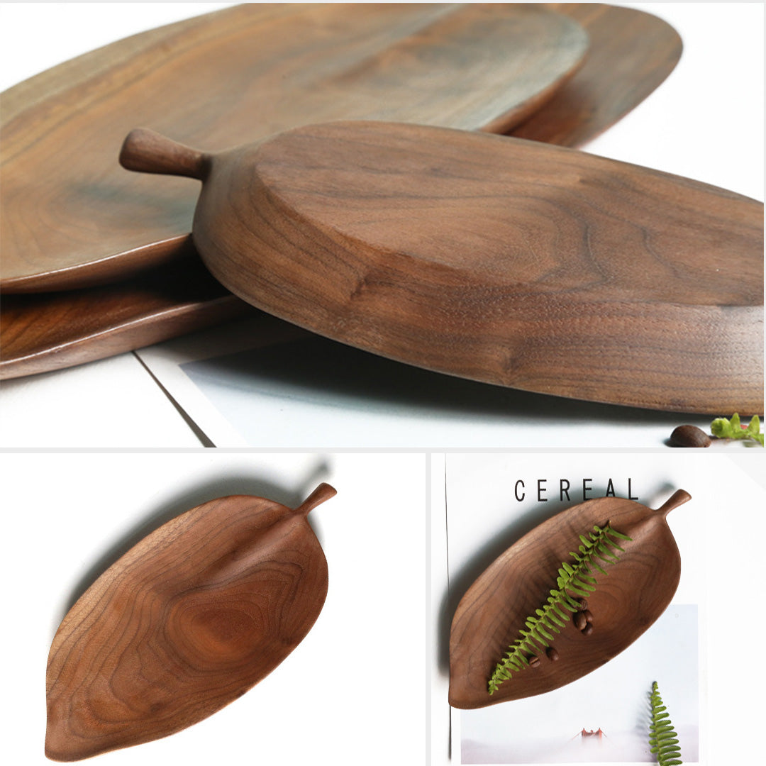 SOGA Set of 2 Walnut Leaf Shape Wooden Tray Food Charcuterie Serving Board Paddle Centerpiece Home Decor - Hospitality Connect
