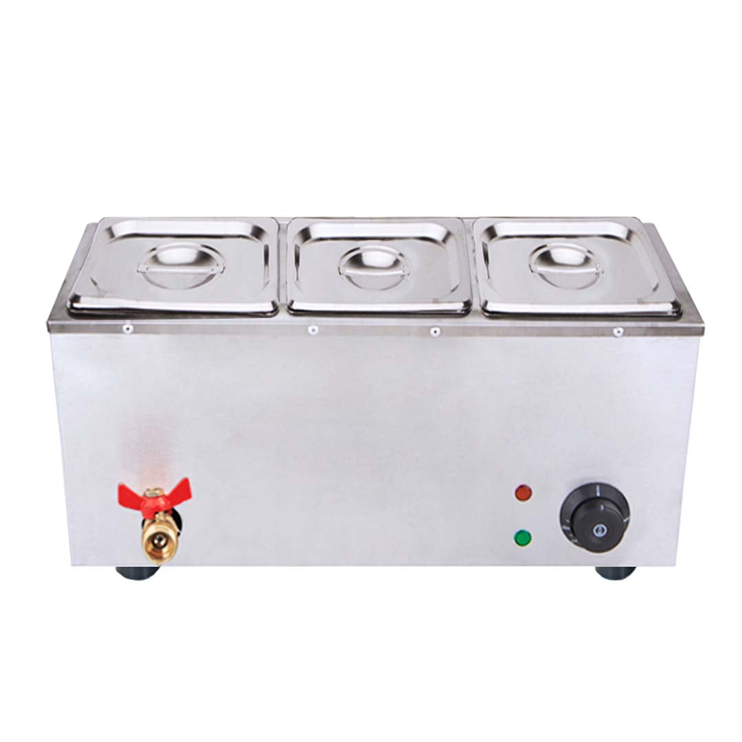 SOGA Stainless Steel 3 X 1/2 GN Pan Electric Bain-Marie Food Warmer with Lid - Hospitality Connect