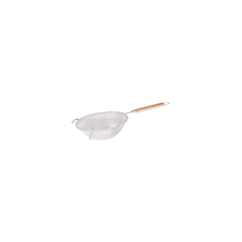 CHEF INOX STRAINER-FINE S/S MESH 180mm WOOD HDL