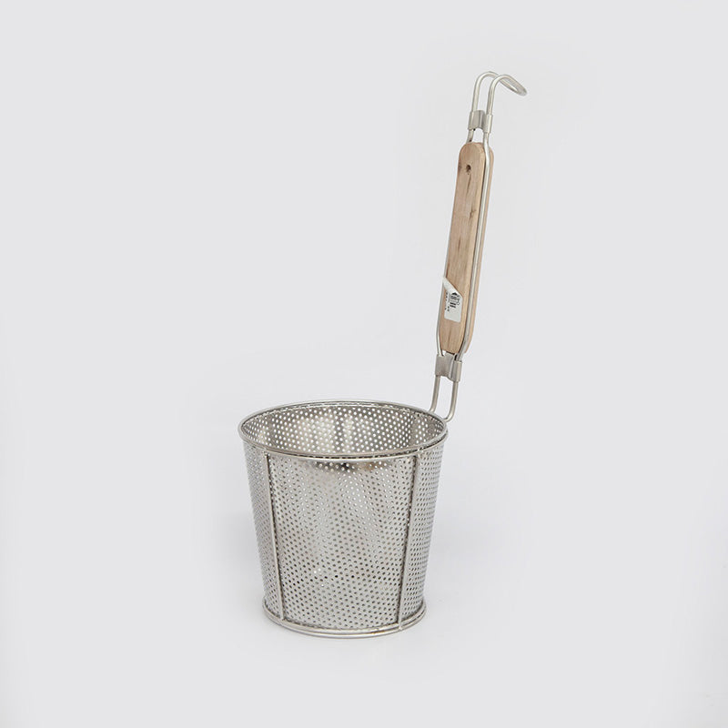 KitchenKnock Noodle Basket Wooden Handle - 140×140mm 045059 - Hospitality Connect