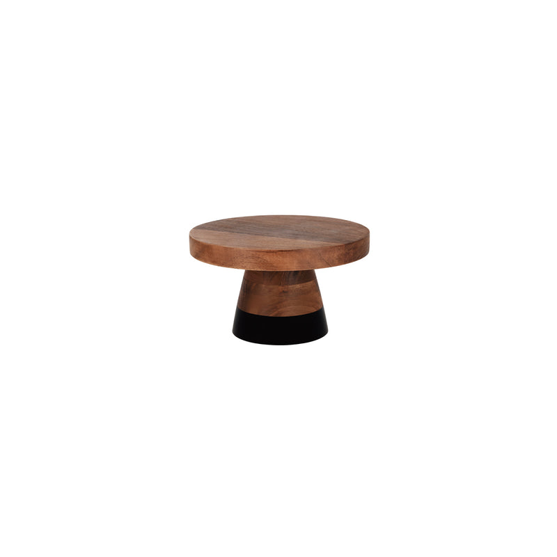 CHEF INOX SERVE RND CAKE STAND ACACIA BLACK BORDER 200x140mm