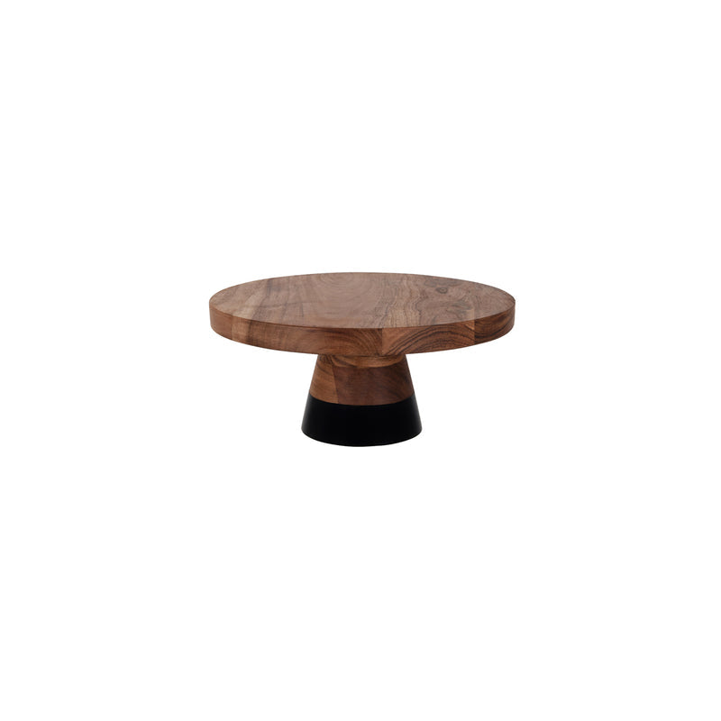 CHEF INOX SERVE RND CAKE STAND ACACIA BLACK BORDER 300x130mm