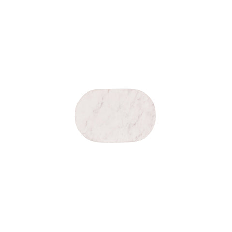 Chef Inox marble oval serving tray, 250x170x15mm, natural white marble with elegant smooth surface and curved edges.