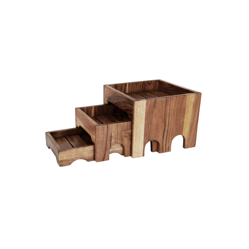 CHEF INOX SERVE TABLE DISPLAY BOX ACACIA 260x150x60mm