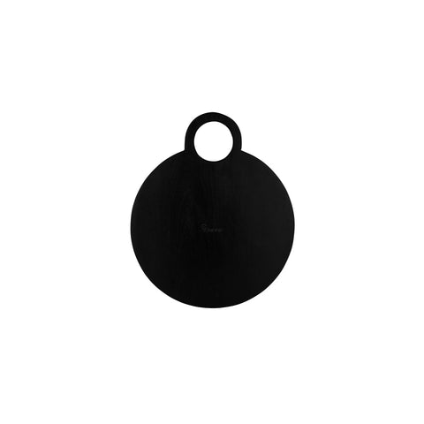 CHEF INOX SERVE RND BOARD BLK w/LOOP HDL ACACIA 440x370x15mm
