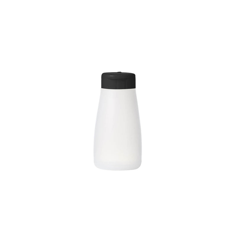 Chef Inox 300ml soft squeeze shaker bottle with black cap and 9 holes, ideal for dispensing sauces or dressings.