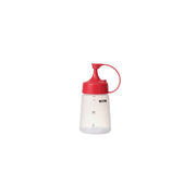 Chef Inox soft squeeze bottle with red cap, 180ml, used for sauces or dressings, made of durable plastic, ideal for kitchen use.