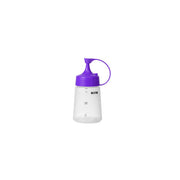 Chef Inox soft squeeze bottle with purple cap, 180ml, used for sauces or dressings, made of durable plastic.