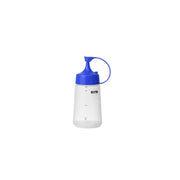 Chef Inox soft squeeze bottle with blue cap, 300ml, used for sauces or dressings in kitchen and food service settings.