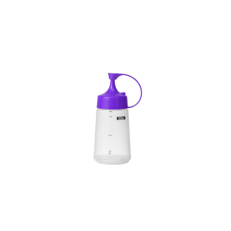 Chef Inox 300ml soft squeeze bottle with purple cap, ideal for sauces, dressings, or kitchen liquids.